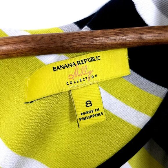 Banana Republic X Milly Lime Navy Chevron Stripe Sleeveless Dress Size 8 - Picture 6 of 7